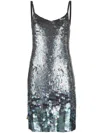 P.a.r.o.s.h Mini Grey Dress With All-over Multicolor Sequins In Grey