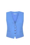 P.a.r.o.s.h . Tailored V-neck Blue Vest With Button Closure In Blue