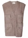 P.a.r.o.s.h Multi-pocket Brown Utility Vest With Oversized Fit In Brown