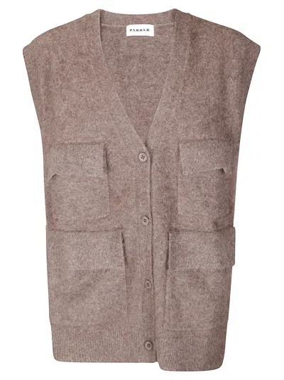 P.a.r.o.s.h Multi-pocket Brown Utility Vest With Oversized Fit