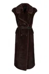P.a.r.o.s.h Parosh Faux Fur Long Vest In Brown