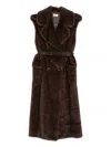 P.a.r.o.s.h Parosh Faux Fur Long Vest In Brown