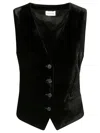 P.a.r.o.s.h V-neck Velvet Waistcoat In Black