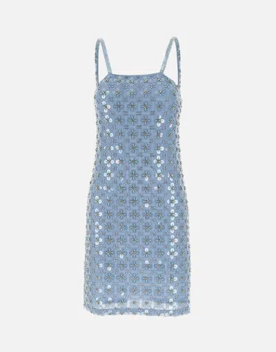 P.a.r.o.s.h Ginny Rhinestoned Minidress In Blue