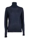 P.a.r.o.s.h Ribbed Turtleneck Sweater Crafted From Luxury Wool-silk-cashmere Blend In Blue