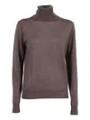 P.a.r.o.s.h Refined Brown Turtleneck Sweater With Lightweight Knit And Ribbed Cuffs In Brown