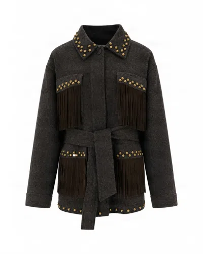 P.a.r.o.s.h Giubbino Con Frange Testa Di Moro In Brown