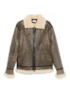 P.a.r.o.s.h Giubbotto Shearling Zip-front Leather Jacket In Brown