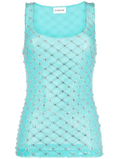 P.a.r.o.s.h Crystal-embellished Vest Top In Green