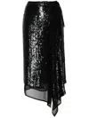 P.a.r.o.s.h Glare Sequined Wrap Midi Skirt In Schwarz