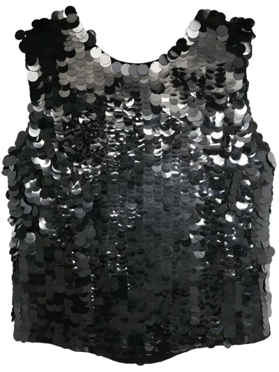 P.a.r.o.s.h Parosh Glass Sequin Embellished Blouse In Black