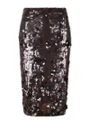 P.a.r.o.s.h . Dark Grey Midi Skirt With Micro Sequins In Brown