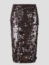 P.a.r.o.s.h . Dark Grey Midi Skirt With Micro Sequins In Brown