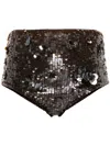 P.a.r.o.s.h Glow Sequined High-cut Mini Shorts In Marrone