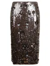 P.a.r.o.s.h . Dark Grey Midi Skirt With Micro Sequins In Marrone