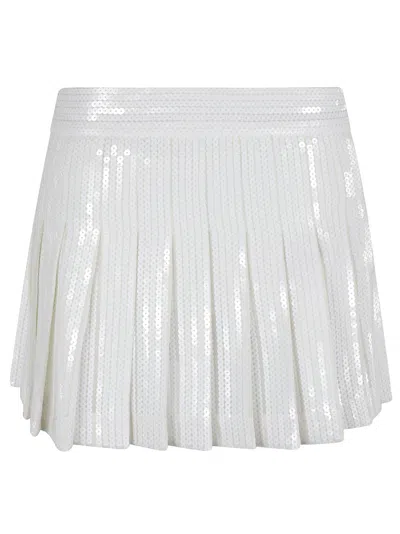 P.a.r.o.s.h White Godot Sequined Mini Skirt In Cream