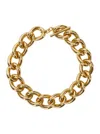 P.a.r.o.s.h Gold Tone Chain-link Necklace With Clasp Logo Closure In Grey