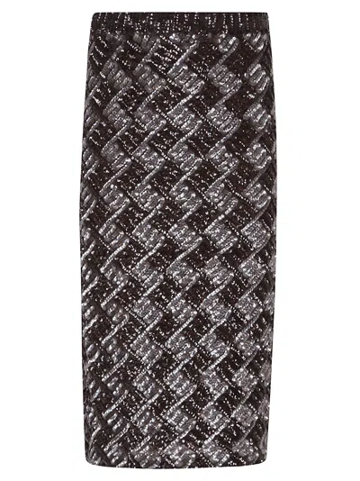 P.a.r.o.s.h Sequin Embellished Stretch Midi Skirt In Brown