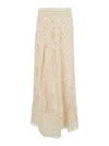 P.a.r.o.s.h Beige Long Skirt With All-over Lace Embroidery In Tech Fabric Woman In Beige