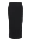 P.a.r.o.s.h Black Skirt With High Elastic Waist And Straight Hem In Wool And Cashmere Stretch Woman In Black