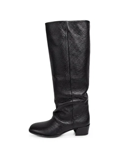 P.a.r.o.s.h Grainy-effect Slouch Boots In Black