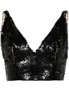 P.a.r.o.s.h Grand V-neck Sequined Cropped Top In Black