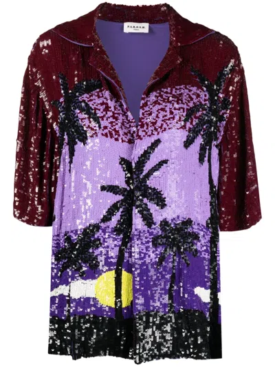 P.a.r.o.s.h Graphic-print Sequin-embellished Shirt In Purple