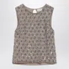 P.a.r.o.s.h . Gray Tank Top With Sequins In Brown