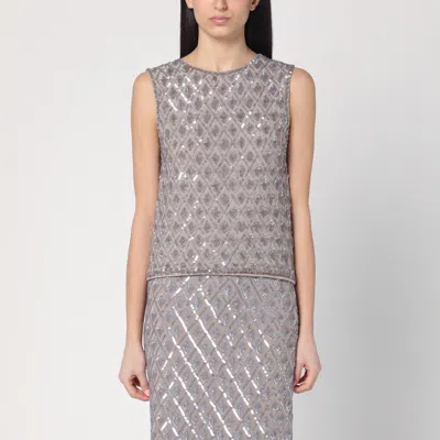 P.a.r.o.s.h Gray Tank Top With Sequins In Grey