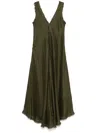 P.a.r.o.s.h Frayed Edges A-line Maxi Dress In Green