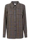 P.a.r.o.s.h . Green Check Cotton Shirt With Rhinestone Embellishments In Green