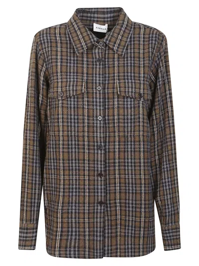 P.A.R.O.S.H GREEN CHECK COTTON SHIRT WITH RHINESTONE EMBELLISHMENTS