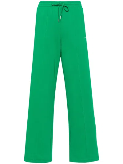 P.A.R.O.S.H WOMEN GREEN LOGO-EMBROIDERED STRAIGHT TROUSERS, 24 LUXURY PANTS FOR WOMEN DARVEYS