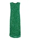 P.a.r.o.s.h Green Long Dress With All-over Applied Sequins And Geometric Motif In Tech Fabric Woman In Green