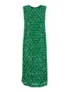 P.a.r.o.s.h Green Long Dress With All-over Applied Sequins And Geometric Motif In Tech Fabric Woman In Green