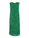 P.a.r.o.s.h Green Long Dress With All-over Applied Sequins And Geometric Motif In Tech Fabric Woman In Green
