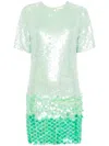 P.a.r.o.s.h Degrade Sequined Mini Dress In Light Green