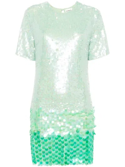 P.A.R.O.S.H GREEN SEQUIN-EMBELLISHED DRESS