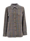 P.a.r.o.s.h . Green Check Cotton Shirt With Rhinestone Embellishments In Multi