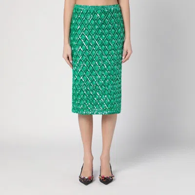 P.A.R.O.S.H P.A.R.O.S.H. GREEN SEQUINED MIDI SKIRT