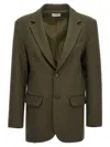 P.a.r.o.s.h Green Single-breasted Stretch Wool Blazer In Green