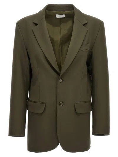 P.A.R.O.S.H GREEN SINGLE-BREASTED STRETCH WOOL BLAZER