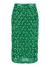 P.a.r.o.s.h Green Skirt With All-over Applied Sequins And Geometric Motif In Green