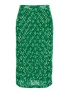 P.a.r.o.s.h Green Skirt With All-over Applied Sequins And Geometric Motif In Green