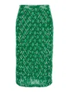 P.a.r.o.s.h Green Skirt With All-over Applied Sequins And Geometric Motif In Green