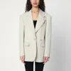 P.a.r.o.s.h Double-breasted Jacket In Linen-blend In Grey