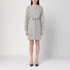 P.a.r.o.s.h Floral Lace Long Sleeve Belted Jacket In Grey