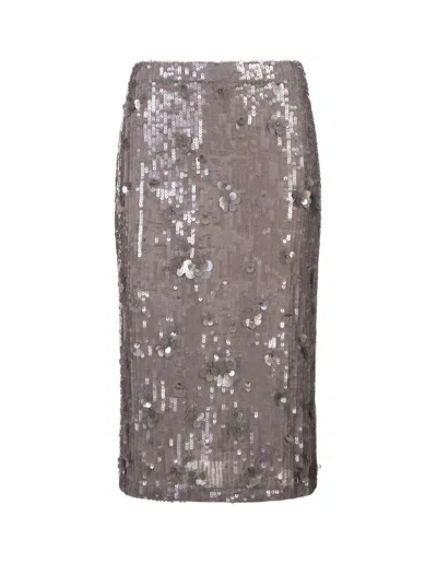 P.a.r.o.s.h Grey Glow Full Sequins Longuette Skirt