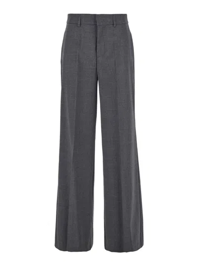 P.A.R.O.S.H GREY HIGH-WAISTED TAILORED PANTS WITH CONCEALED CLOSURE