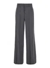 P.A.R.O.S.H GREY HIGH-WAISTED TAILORED PANTS WITH CONCEALED CLOSURE IN FABRIC